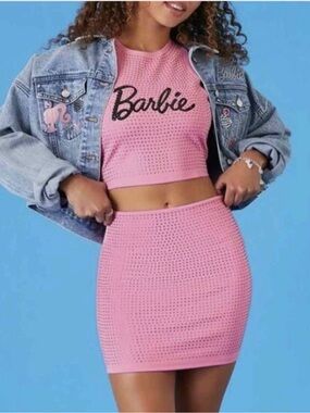 Forever 21 Barbie Pink skirt set nwt